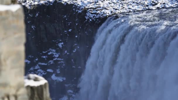 Dettifoss Massive Waterfall Loopable Closeup Long Shot View — Vídeos de Stock