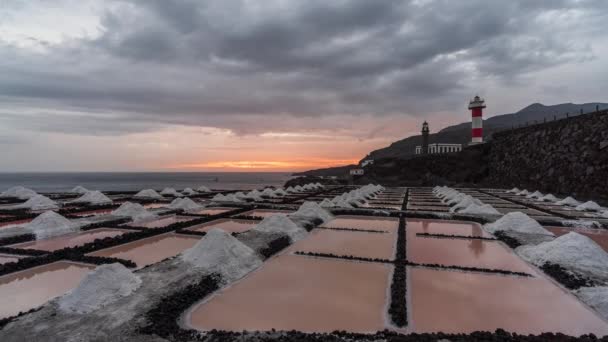 Fuencaliente Cubes Sel Timelapse Phare Crépuscule Palma — Video