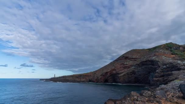 Spettacolare Timelapse Con Faro Cielo Nuvoloso Nell Isola Palma — Video Stock