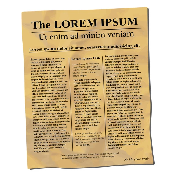 Παλαιά τσαλακωμένη εφημερίδα, πρότυπο — Διανυσματικό Αρχείο