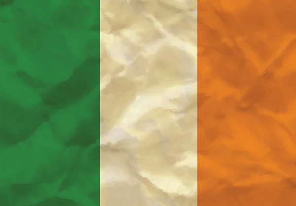 Bandeira da Irlanda enrugada — Vetor de Stock