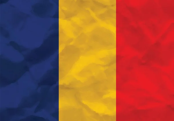 Drapeau froissé de Roumanie — Image vectorielle