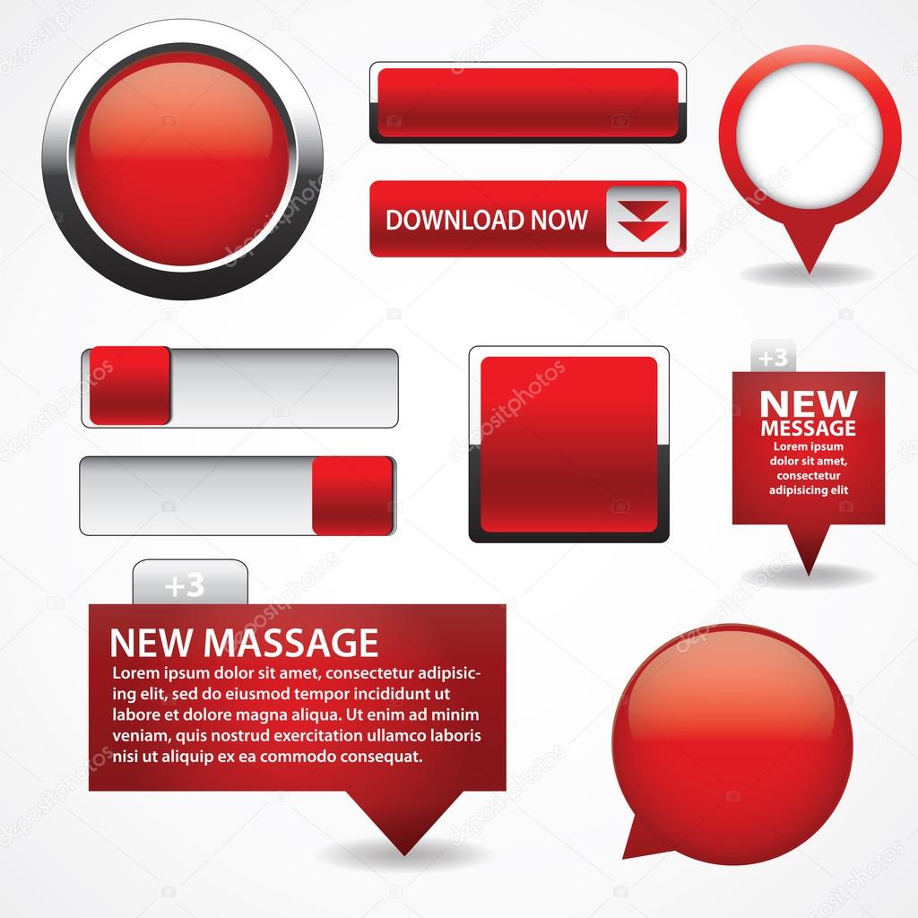 Blank red web buttons for website or app