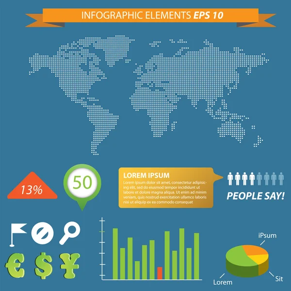 Ilustración vectorial de infografía moderna con mapa — Archivo Imágenes Vectoriales