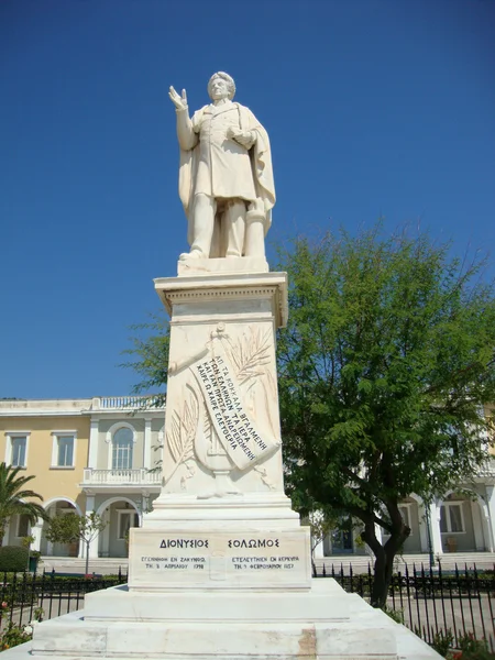 Dionisios Solomós, Grieks dichter standbeeld, zante eiland, Griekenland — Stockfoto