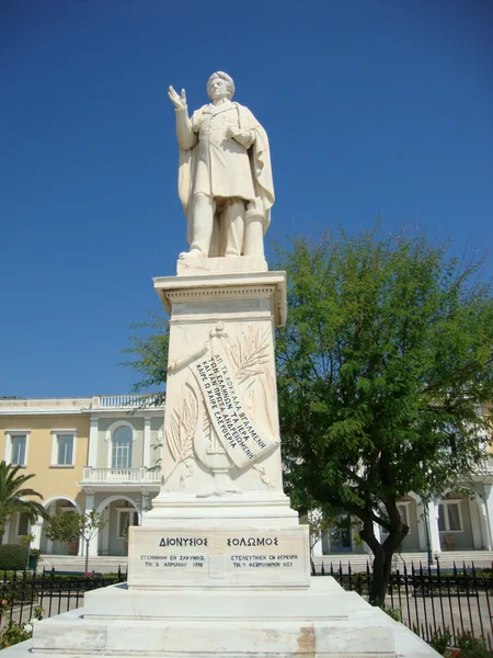 Dionisios solomos，古希腊诗人的雕像，希腊桑特岛岛 免版税图库照片