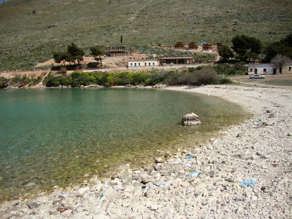 Palermo-öbölben, himara village, Dél-Albánia — Stock Fotó