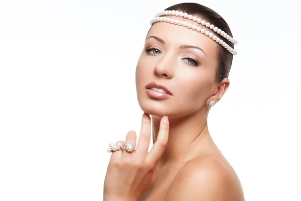 Beautiful girl with pearls — Stock Photo, Image