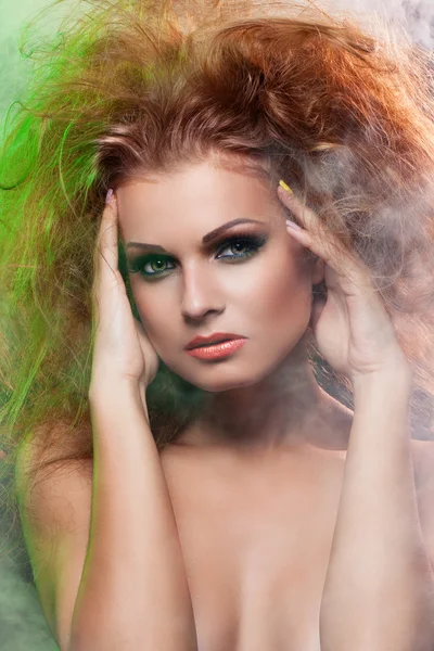 Girl with fluffy red hair — Stock Photo, Image