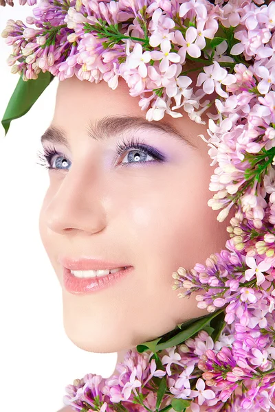 Girl with lilac — Stock Photo, Image