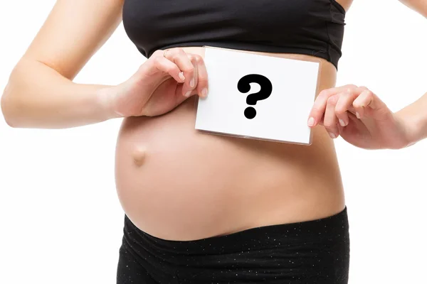 Pregnant woman with card