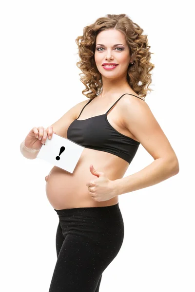 Zwangere vrouw met duim omhoog — Stockfoto
