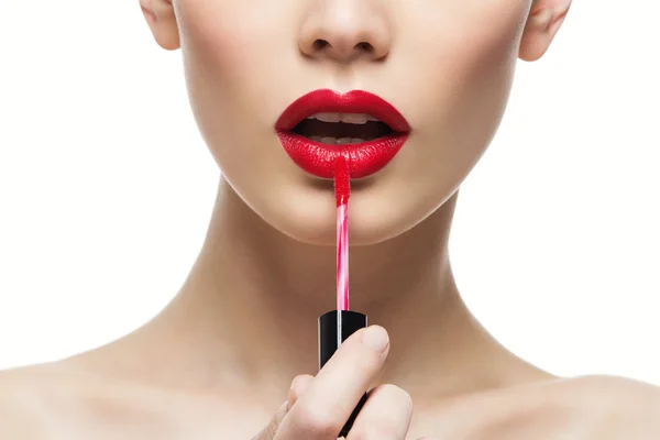 Girl with red lips — Stock Photo, Image