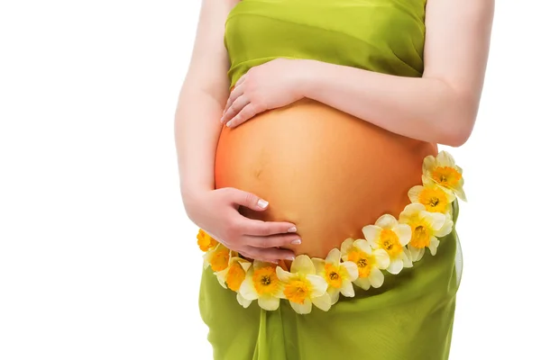 Primo piano della pancia incinta — Foto Stock