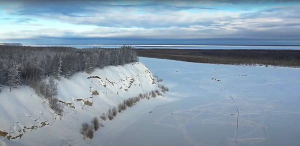 Top View Beautiful Winter Lake — Stock Photo, Image