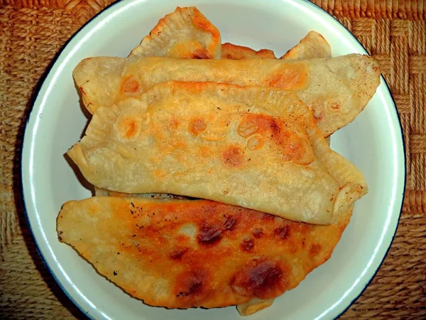 Bolos Caseiros Pastéis Com Carne — Fotografia de Stock