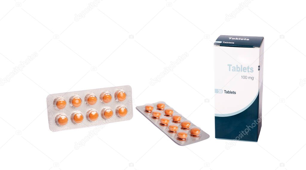 Package of opioid pain medication. The medicine is used to treat moderate to severe pain.