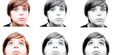 Set of 6 portrait of a handsome boy