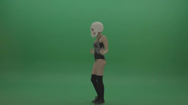 Skull Head Dancer Gogo Girl Dancing — Stock Video