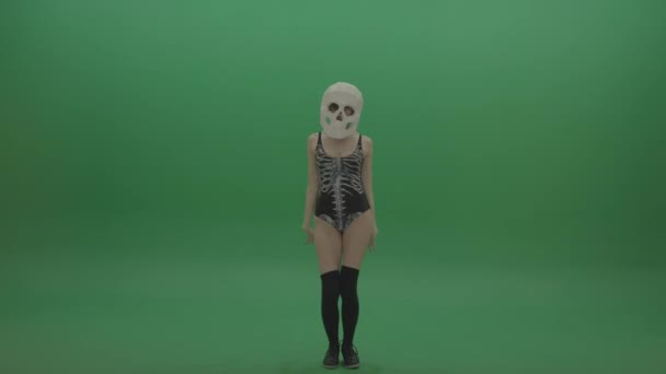 Skull Head Dancer Gogo Girl Dancing — Stockvideo