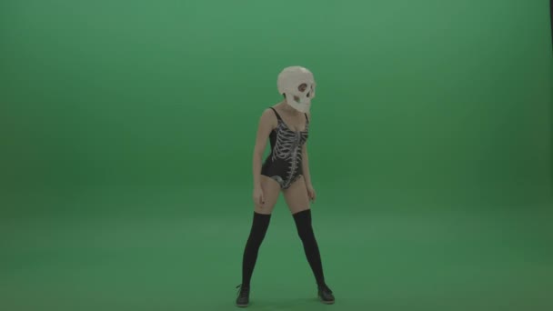 Totenkopf Kopf Tänzerin Gogo Girl Tanzt — Stockvideo