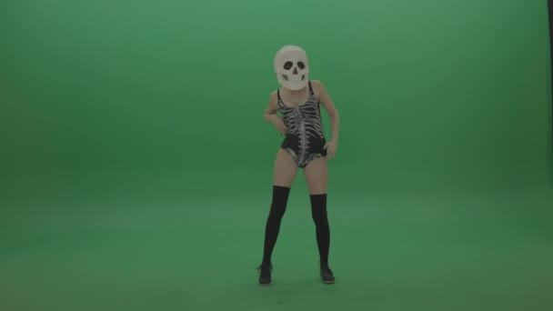 Skull Head Dancer Gogo Girl Dancing — Stock videók