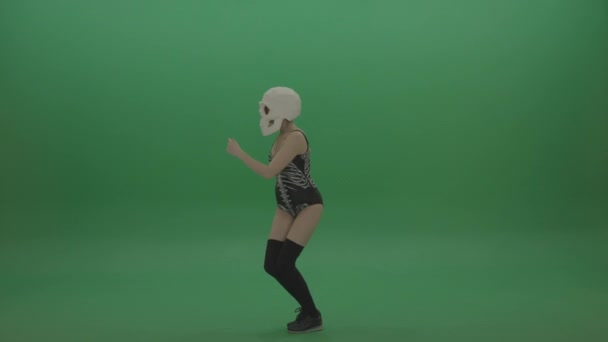 Dancer Gogo Girl Skull Head Mask — Stock Video
