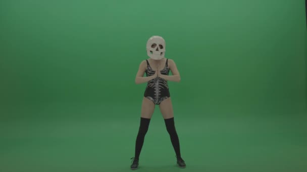 Skull Head Dancer Gogo Girl — Stock Video