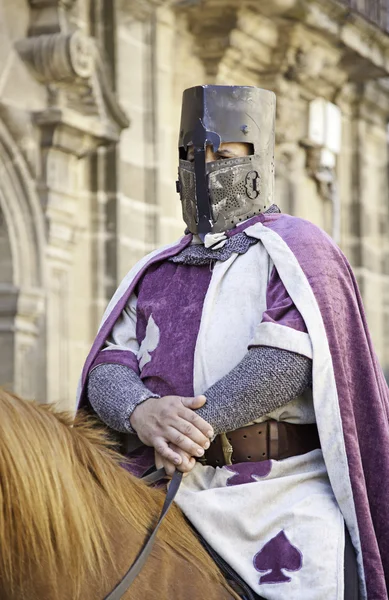 Medieval knight on horseback — Stock Photo, Image