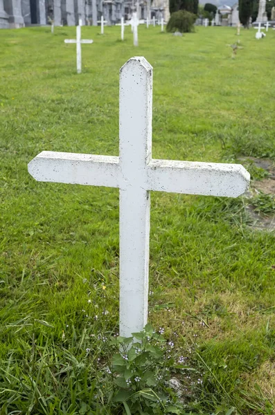 Détail Vieille Tombe Dans Cimetière Espagne Tradition Chrétienne — Photo