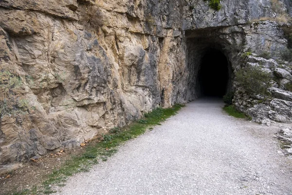 Detail Starého Tunelu Pro Vlak Dopravu Hloubku Stock Obrázky