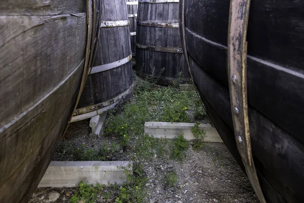 アルコール飲料 ワイン文化 輸送および保全のための古い容器の詳細 — ストック写真