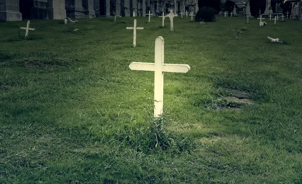 Detalhe Sepultura Velha Cemitério Espanha Tradição Cristã — Fotografia de Stock