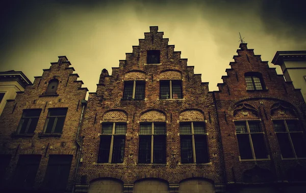 Παλιά Σπίτια Της Bruges Λεπτομέρεια Της Μεσαιωνικής Πόλης Βέλγιο Ευρώπη — Φωτογραφία Αρχείου