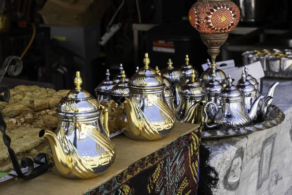 Detail Typical Old Arabic Teapots — Foto Stock