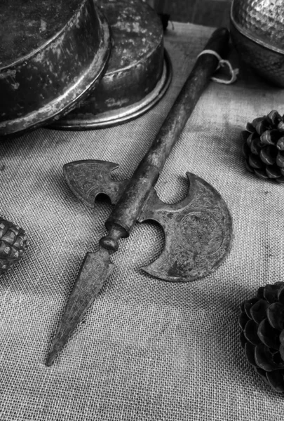 Detail Starověké Válečné Zbraně Středověký Válečník — Stock fotografie