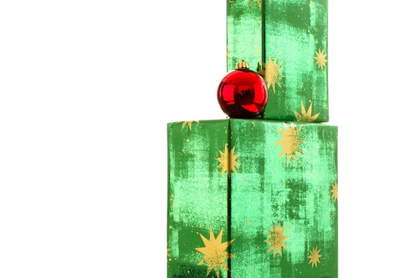 Cadeaux ampoule rouge vert — Photo