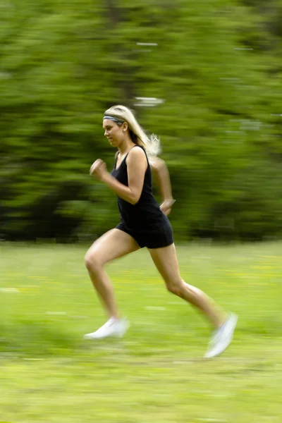 running woman in black