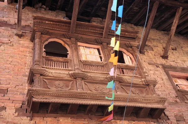 Balcony with banners — Stock Photo, Image