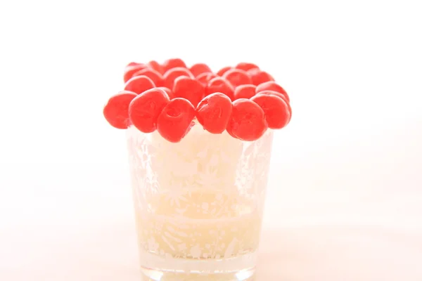 Milk & sour cherries — Stock Photo, Image