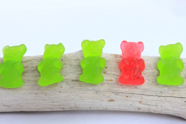 Jelly bean bears on row — Stok Foto