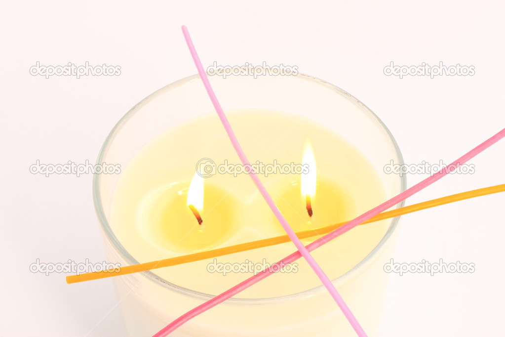 Two flames in big candle