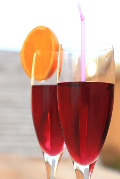 Orange slice op glas — Stockfoto