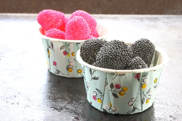 Jellybeans in black tray — Stock Photo, Image