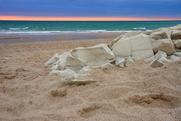 Limestone on a beach in Bidart-France — Stock Photo, Image