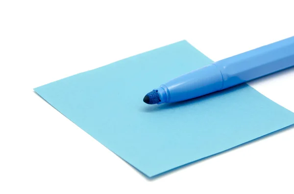 Papel y pluma azul — Foto de Stock