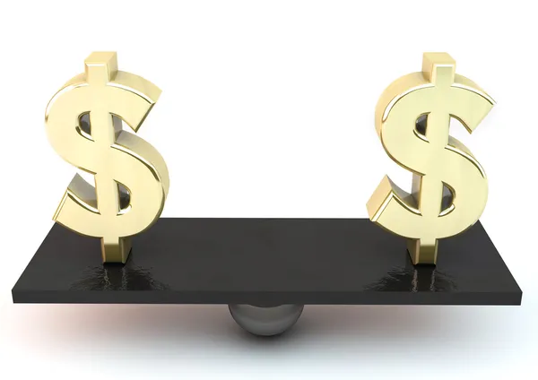 3d Dollars symbols on a scale — Stock Photo, Image