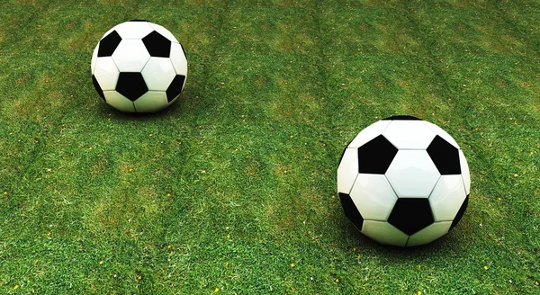 Pallone da calcio 3D sull'erba — Foto Stock