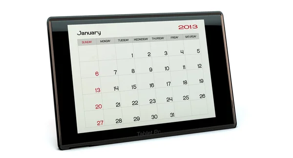 Mês de janeiro de 2013 em um tablet — Fotografia de Stock
