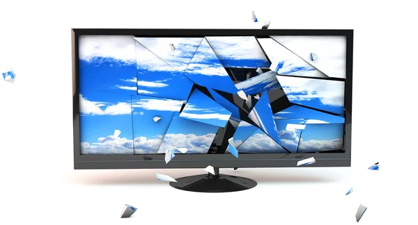 3D tv monitor uszkodzony — Zdjęcie stockowe